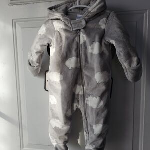 Adorable Gray Sheep Print Footie